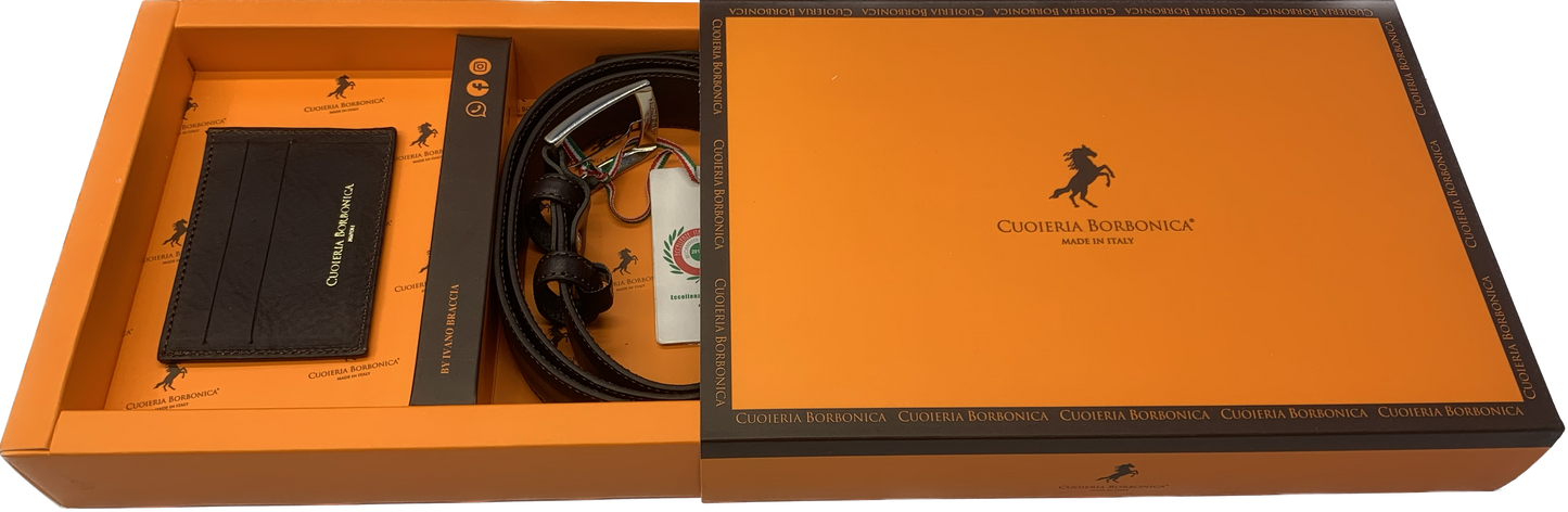 GIFT BOX - Cintura e Porta Credit Card in Vera Pelle